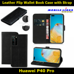 Leather Flip Wallet Book Case with Strap For Huawei P40 Pro ELS-NX9 Slim Fit Look